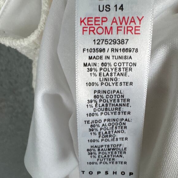 Topshop Crochet Mini Oversized Swing Sun Dress In Ivory Plus Size 14 - Picture 7 of 7